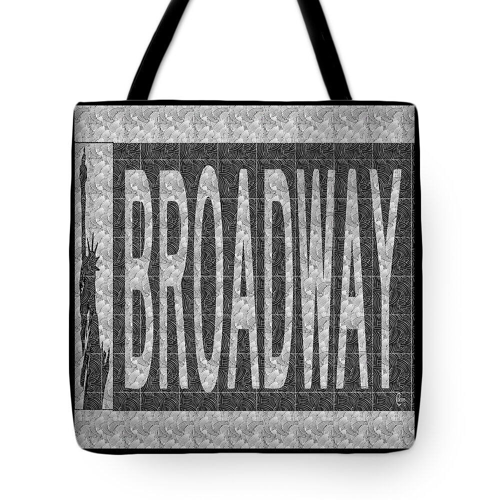 Broadway Tote Bag featuring the painting Broadway Deco Swing street sign by Cecely Bloom