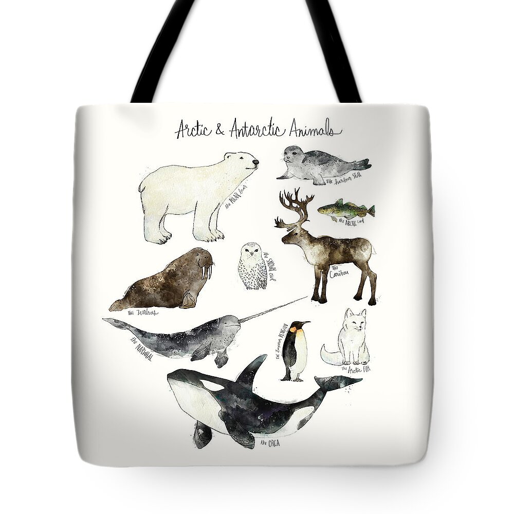 Chart Tote Bag featuring the painting Arctic and Antarctic Animals by Amy Hamilton