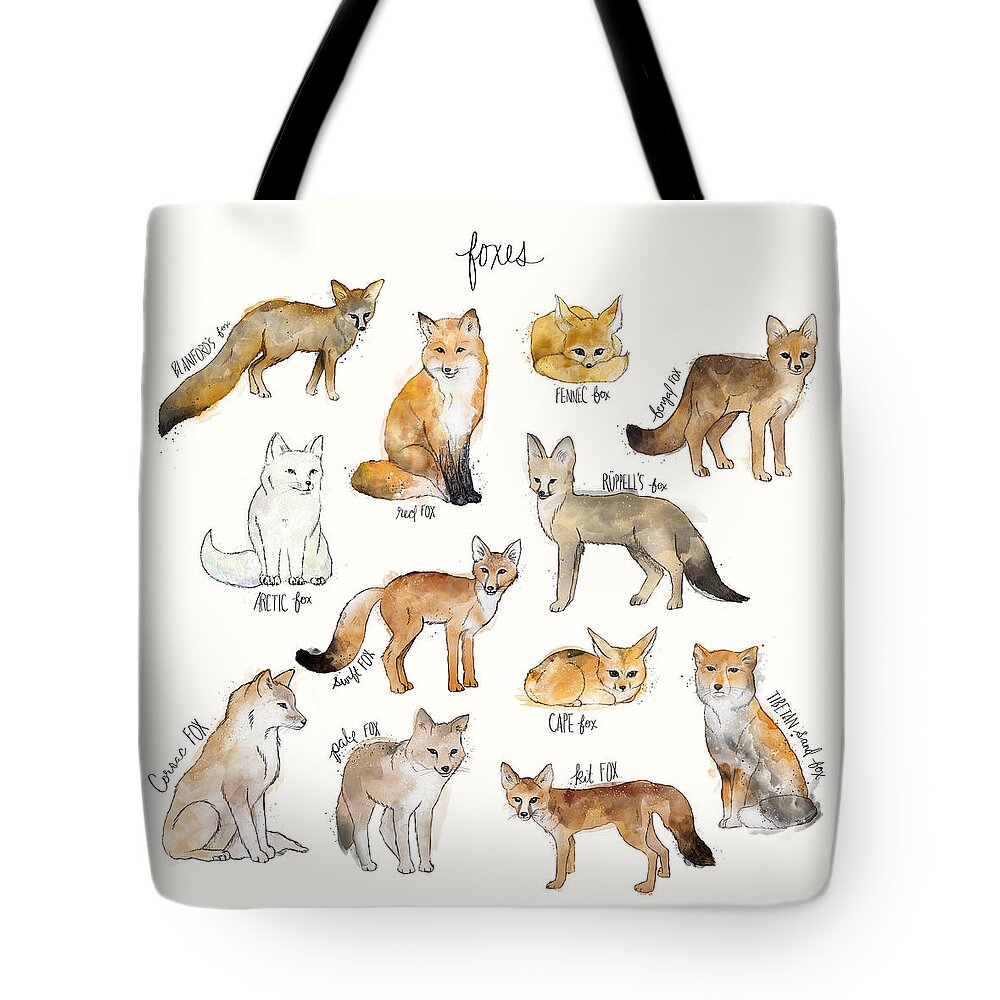 Blanford�s Fox Tote Bag featuring the painting Foxes by Amy Hamilton