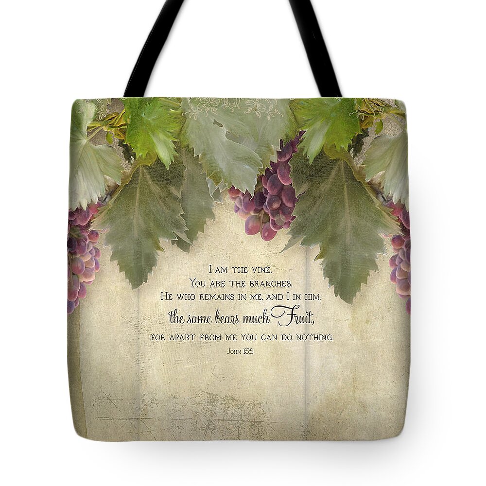 Tuscan Tote Bag featuring the painting Tuscan Vineyard - Rustic Wood Fence Scripture by Audrey Jeanne Roberts