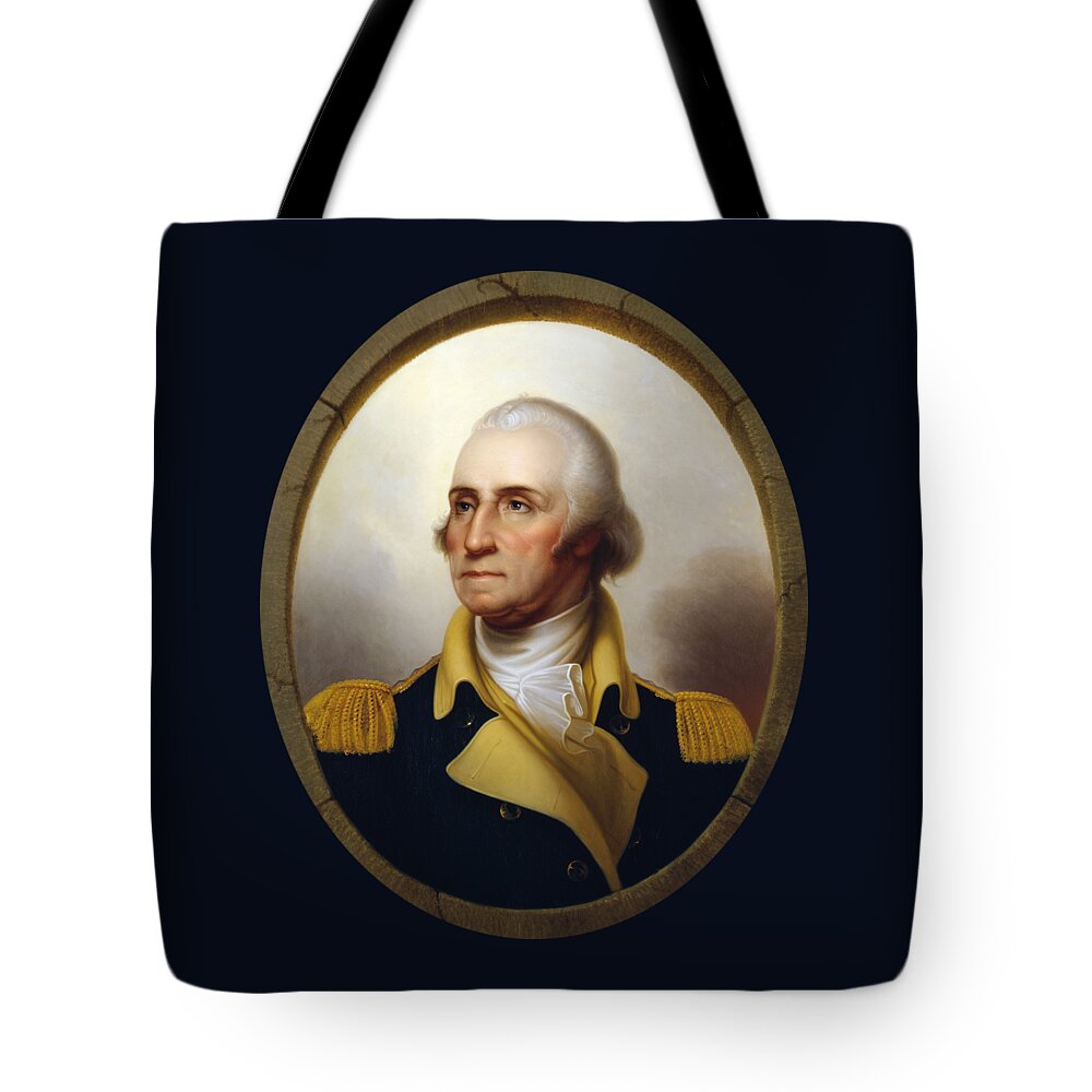 George Washington Tote Bag featuring the painting General Washington - Porthole Portrait by War Is Hell Store