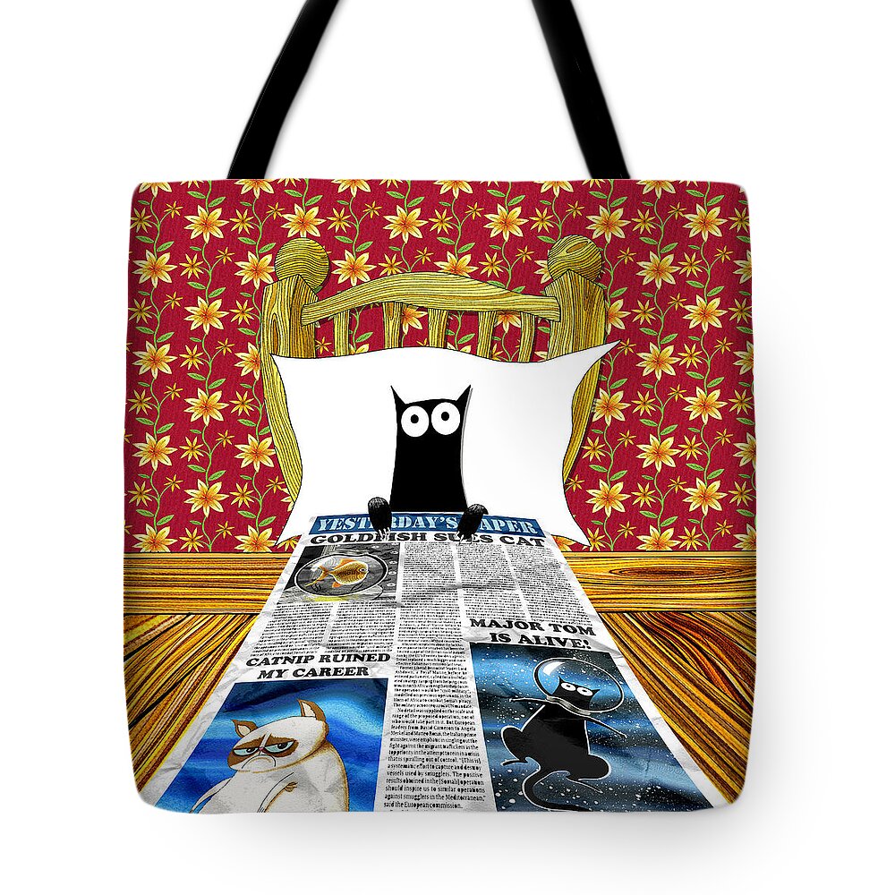 Cat Tote Bag featuring the painting Duvet Cover by Andrew Hitchen