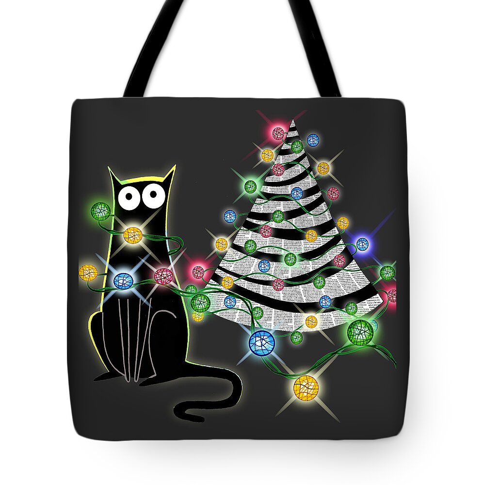 Christmas Tote Bag featuring the mixed media Paper Christmas Tree by Andrew Hitchen