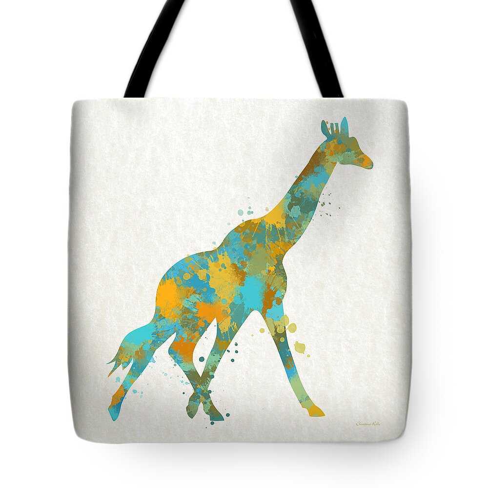 Giraffe Tote Bag featuring the mixed media Giraffe Watercolor Art by Christina Rollo