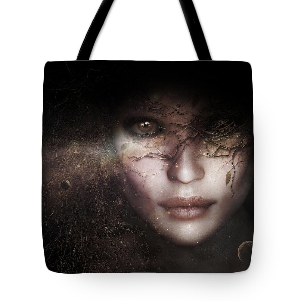 Gaia Tote Bag featuring the digital art Gaia Goddess by Shanina Conway