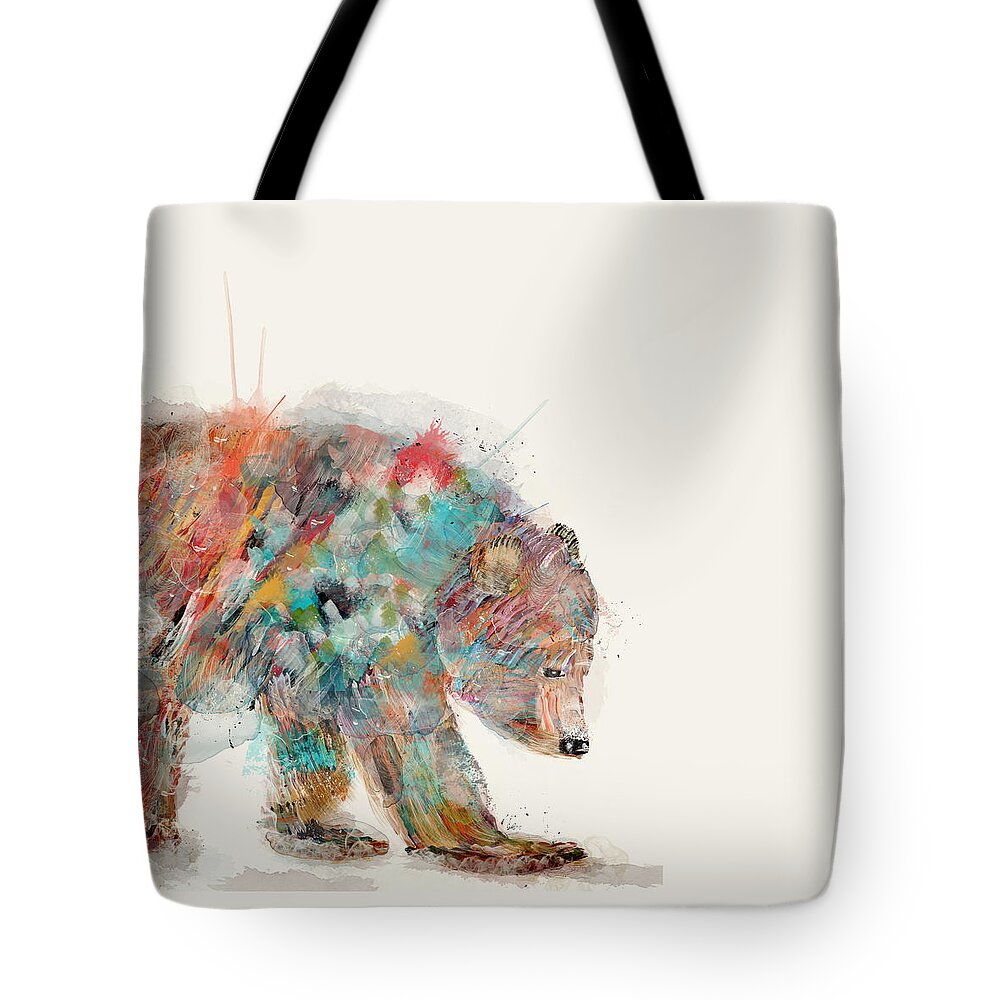 Bears Tote Bag featuring the painting In Nature Bear by Bri Buckley