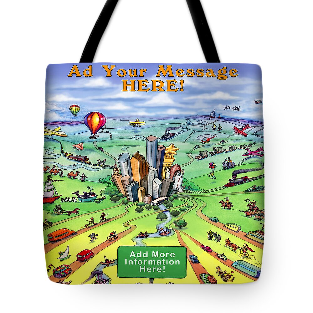 Houston Tote Bag featuring the digital art All Roads lead to Houston by Kevin Middleton