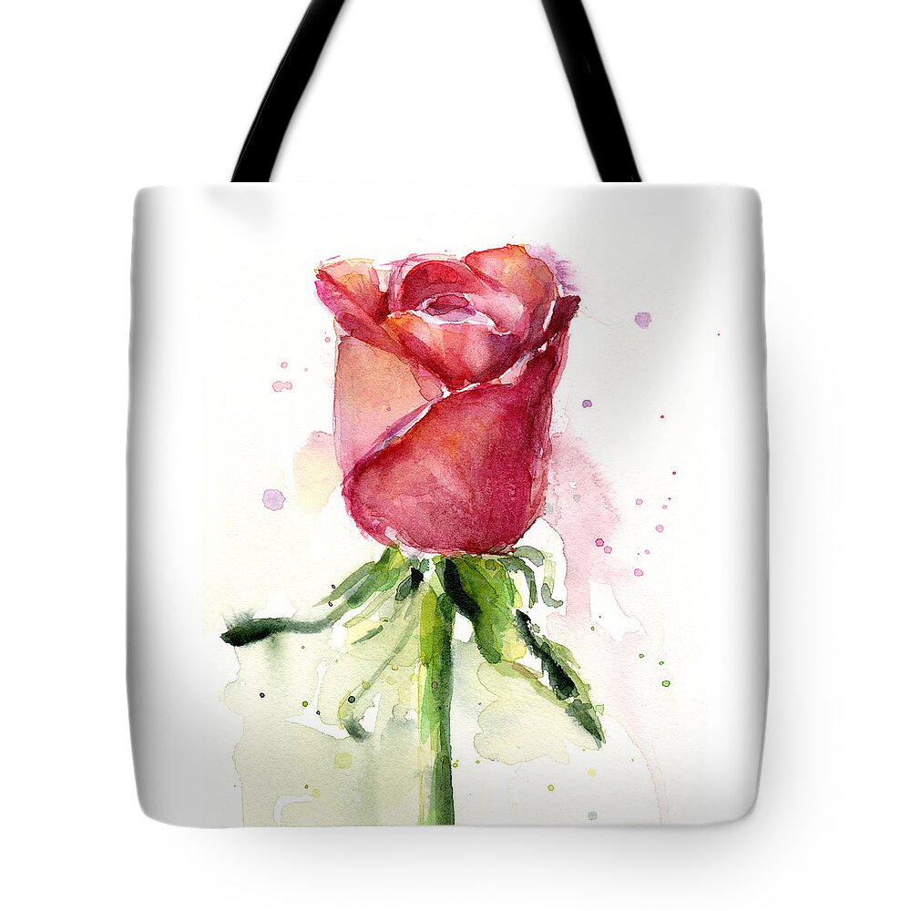 Rose Tote Bag featuring the painting Rose Watercolor by Olga Shvartsur