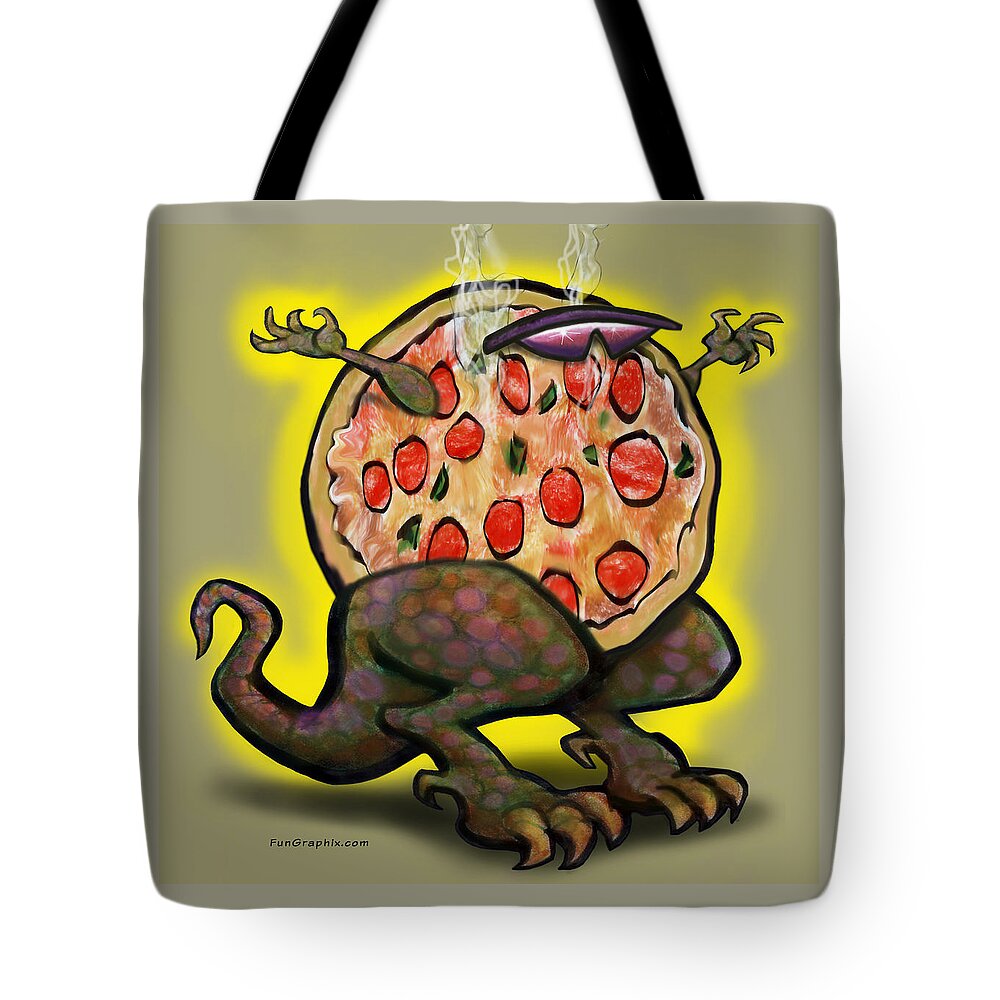 Pizza Tote Bag featuring the digital art Pizza Zilla by Kevin Middleton