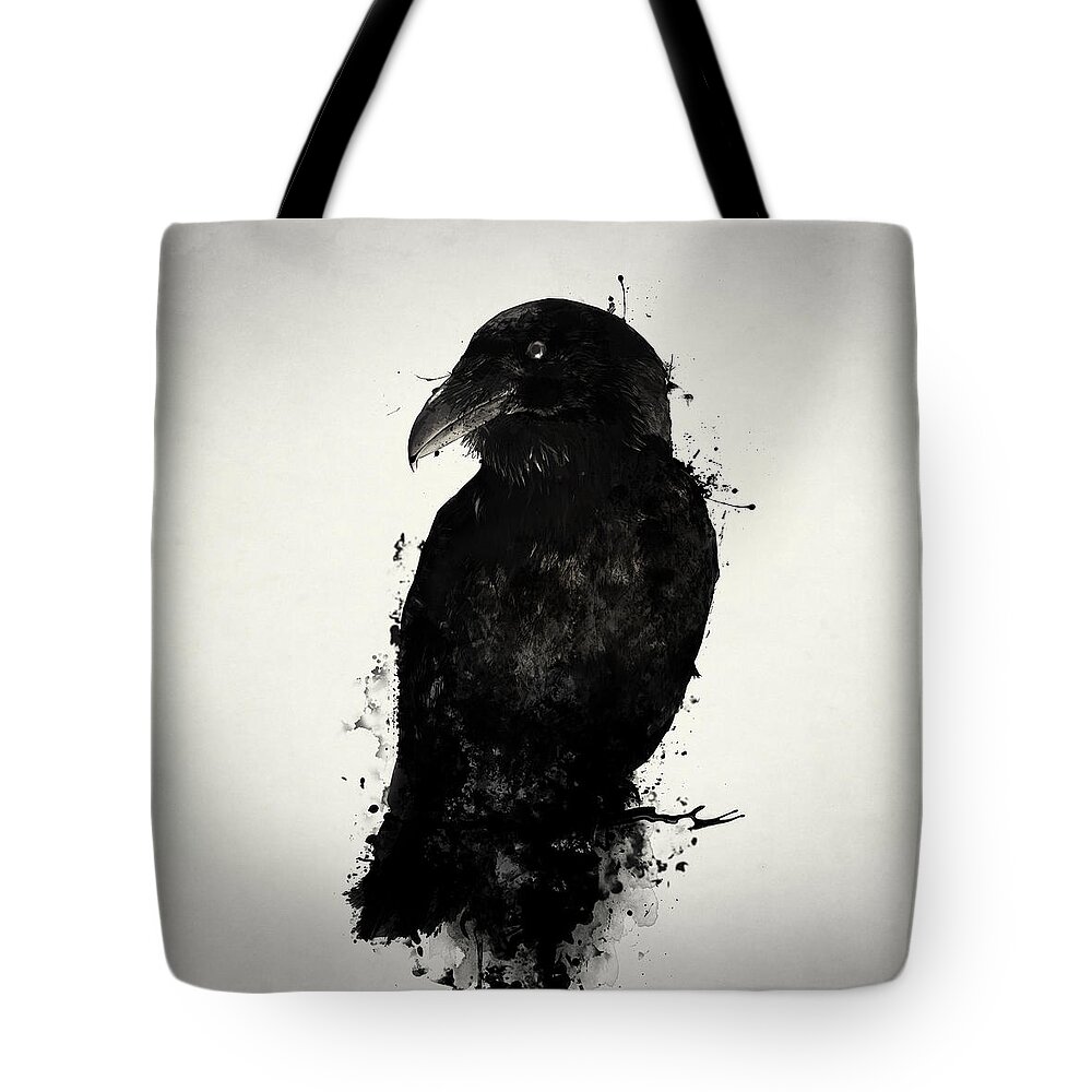 Raven Tote Bag featuring the mixed media The Raven by Nicklas Gustafsson