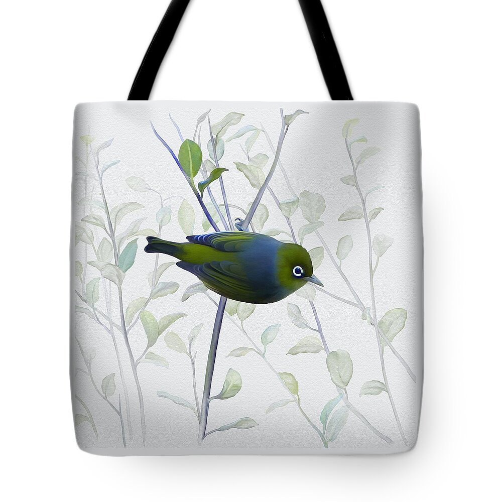 Silvereye Tote Bag featuring the painting Silvereye by Ivana Westin