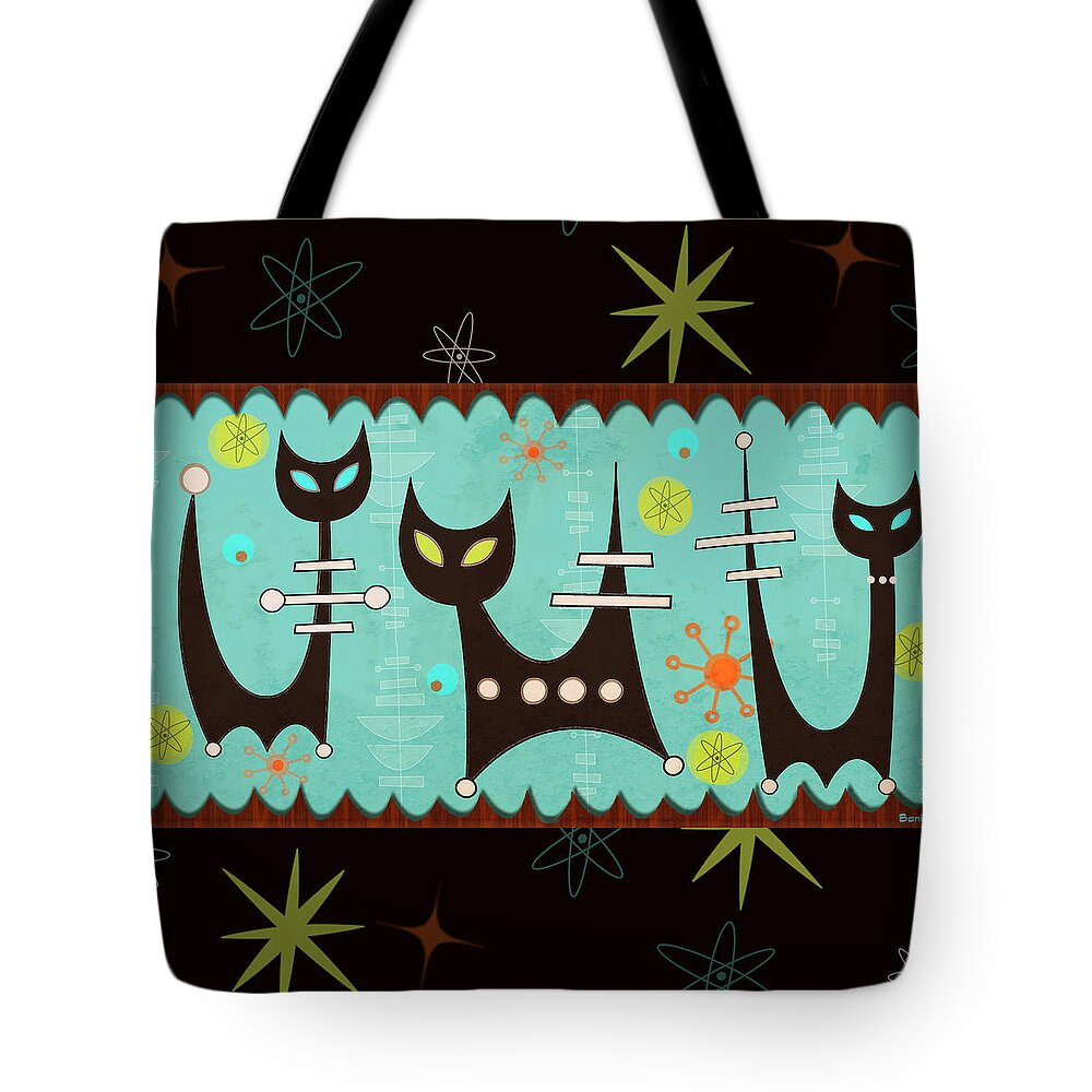 Atomic Tote Bag featuring the painting Atomic Cats by Little Bunny Sunshine