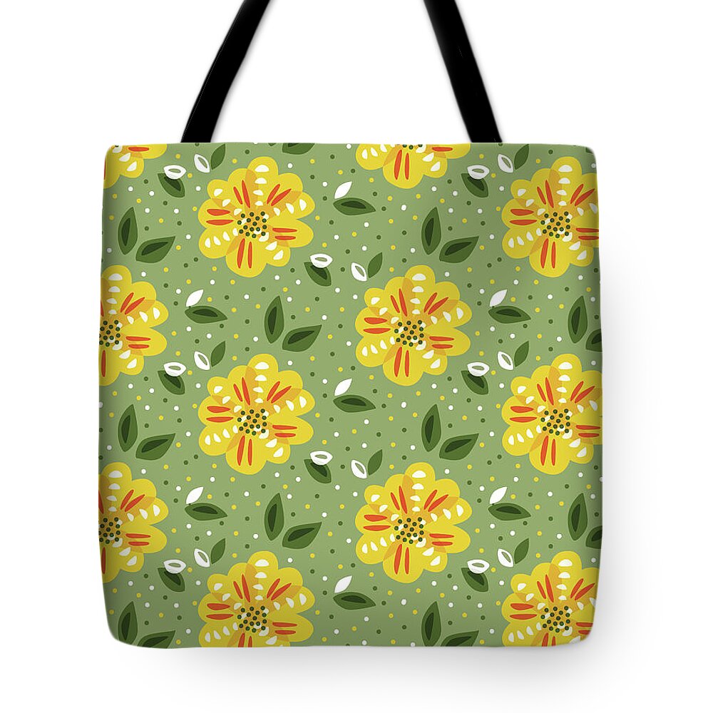 Flower Tote Bag featuring the digital art Abstract Yellow Primrose Flower by Boriana Giormova