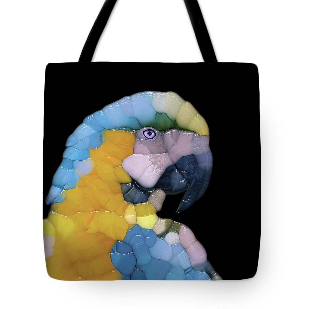 Parrot Tote Bag featuring the digital art Colorful Glass Parrot by Phil Perkins