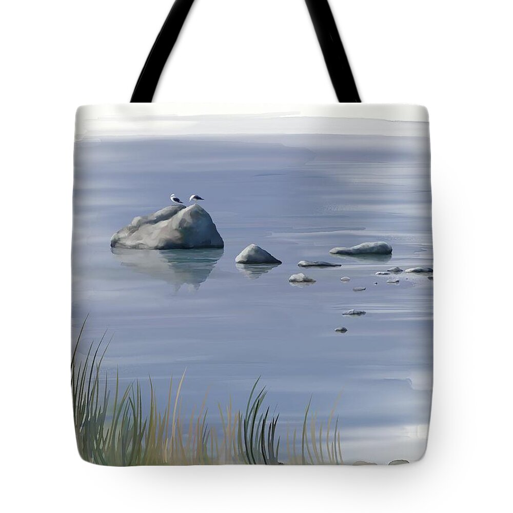 Seagulls Tote Bag featuring the painting Gull Siesta by Ivana Westin