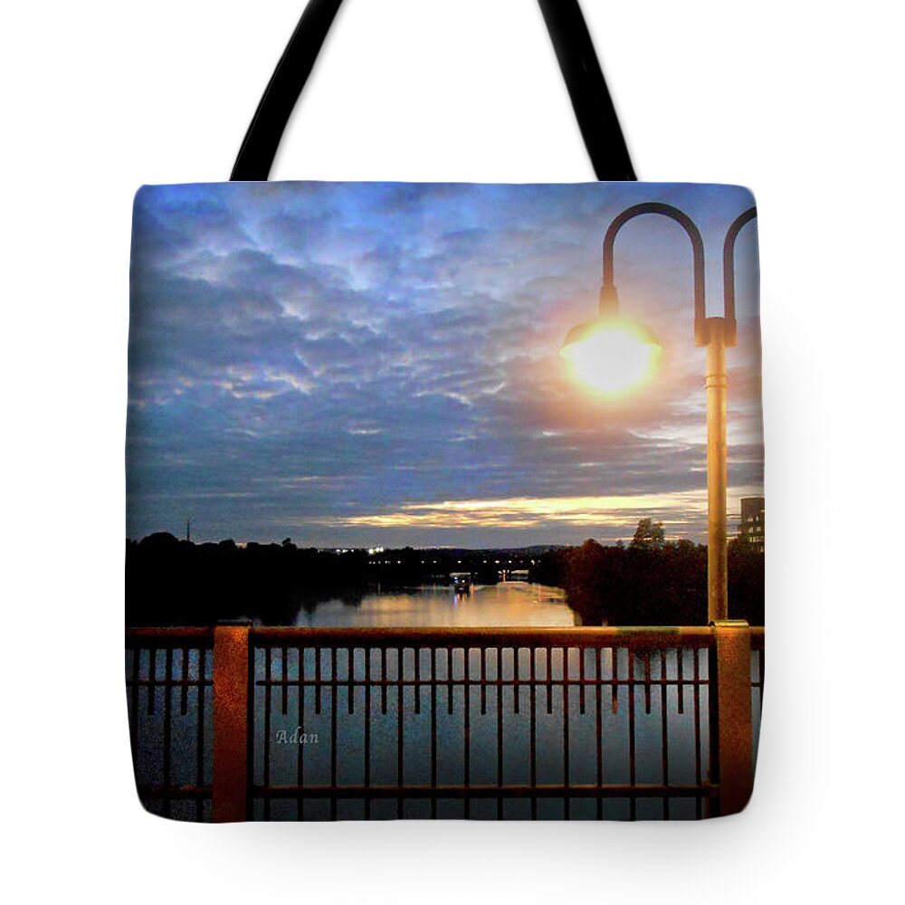 Lady Bird Lake Tote Bag featuring the photograph Boat Lights Sunset on Lady Bird Lake by Felipe Adan Lerma