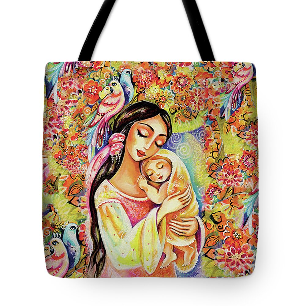 Mother And Child Tote Bag featuring the painting Little Angel Dreaming by Eva Campbell
