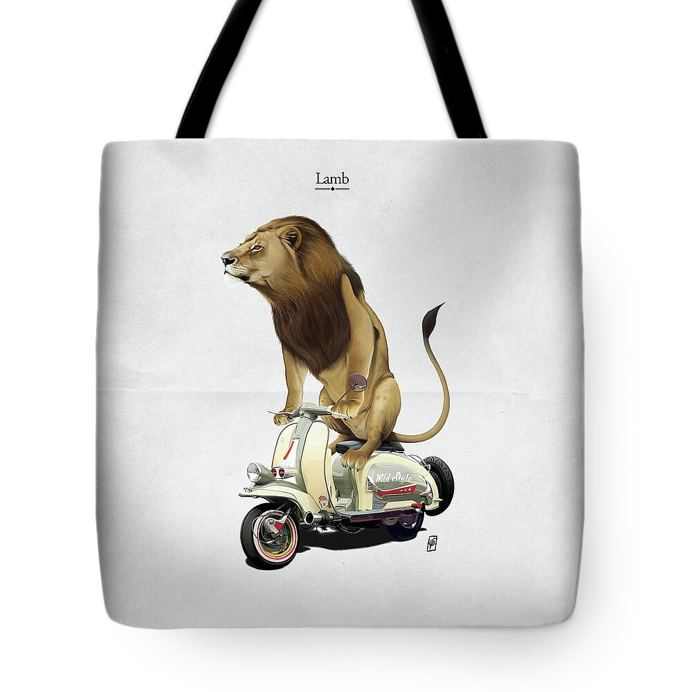Illustration Tote Bag featuring the digital art Lamb #1 by Rob Snow