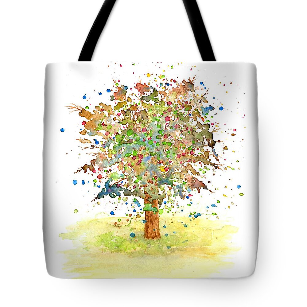 Tree Tote Bag featuring the painting Landscape 466 by Lucie Dumas