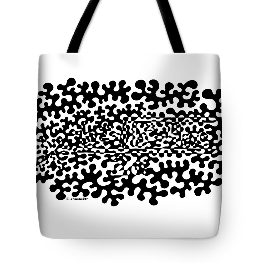 Black And White Tote Bag featuring the drawing Hidden Image #11 by A Mad Doodler