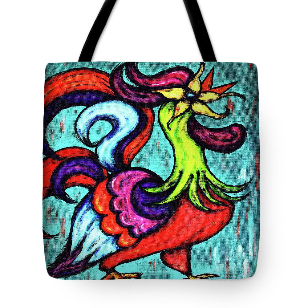 Rooster Tote Bag featuring the painting Rise and Shine by Meghan Elizabeth