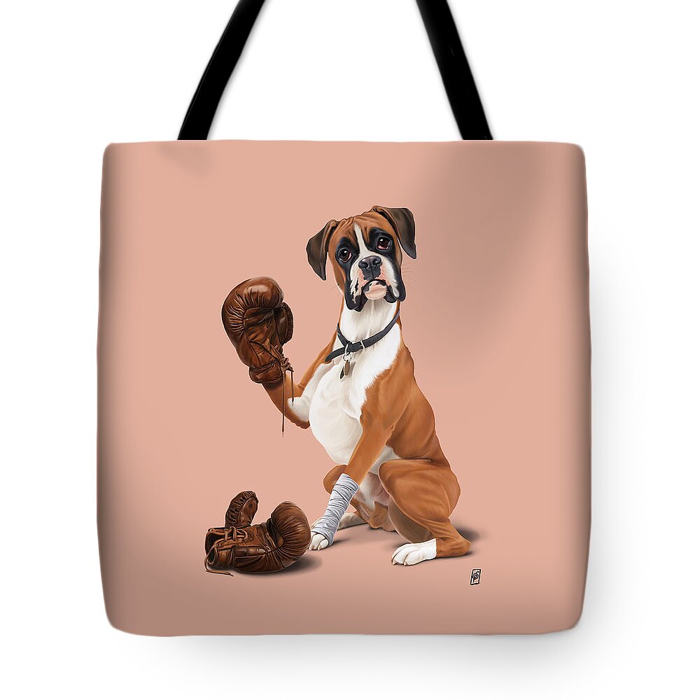 Illustration Tote Bag featuring the digital art The Boxer Colour by Rob Snow