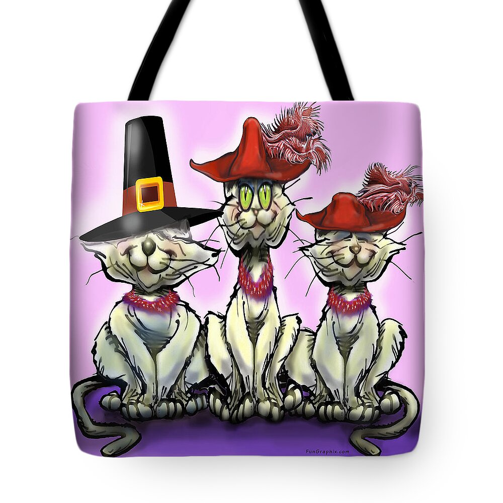 Cat Tote Bag featuring the digital art Cats in Party Hats by Kevin Middleton