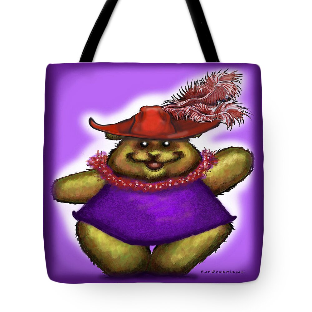 Bear Tote Bag featuring the digital art Bear in Red Hat #1 by Kevin Middleton