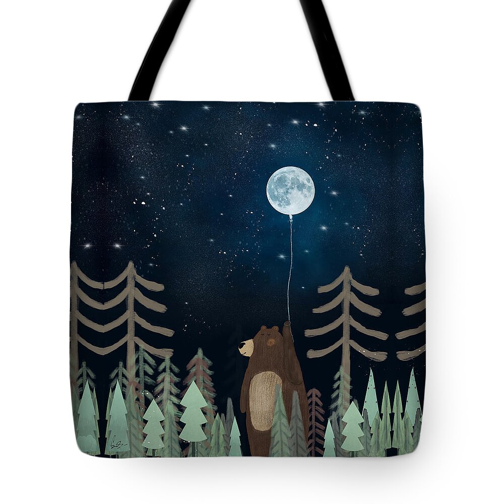 Bears Tote Bag featuring the painting The Moon Balloon by Bri Buckley