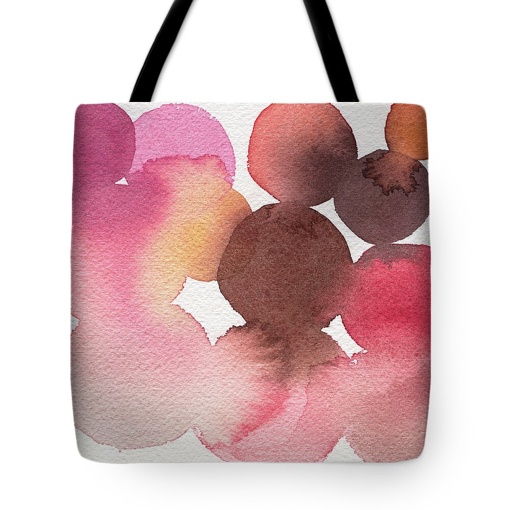 Pink Tote Bag featuring the painting Pink Brown Coral Abstract Watercolor by Beverly Brown
