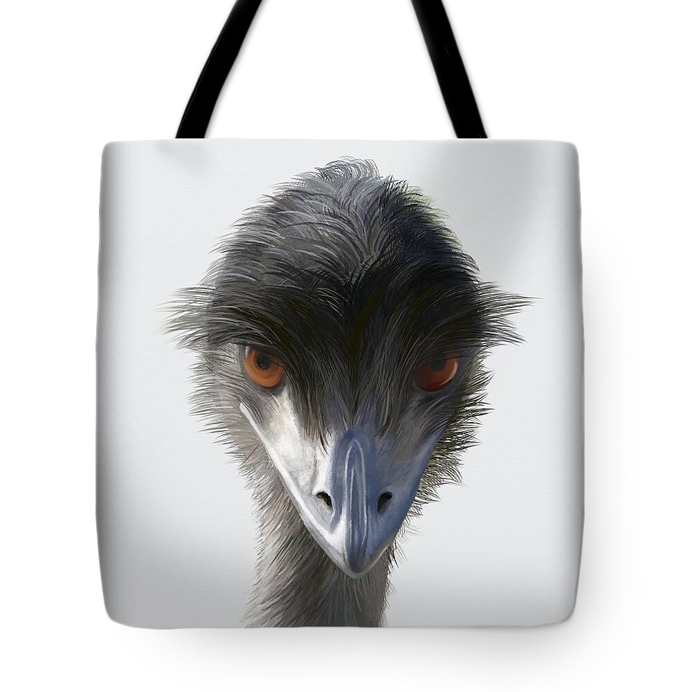 Painting Tote Bag featuring the painting Suspicious Emu Stare by Ivana Westin