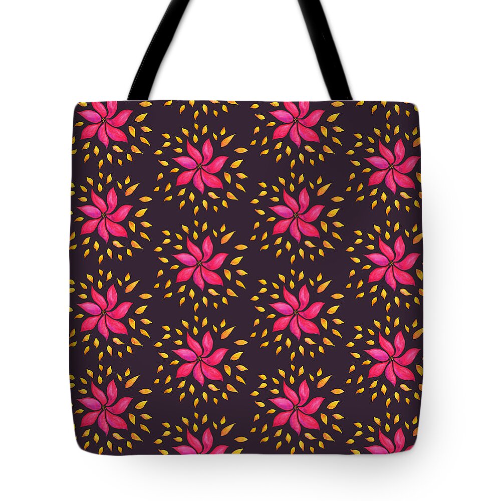 Abstract Tote Bag featuring the painting Abstract Whimsical Watercolor Pink Flower by Boriana Giormova