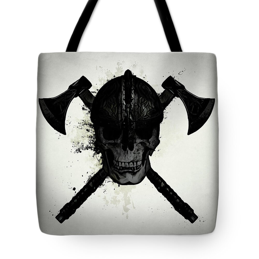 Viking Tote Bag featuring the digital art Viking Skull by Nicklas Gustafsson