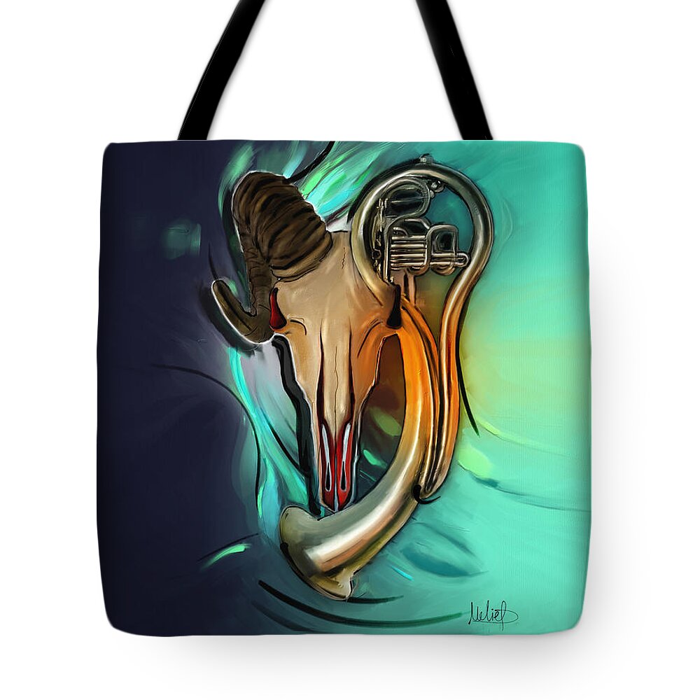 Aries Tote Bag featuring the painting Aries #1 by Melanie D
