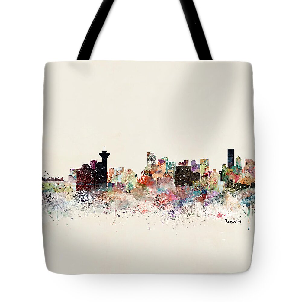 Vancouver Skyline Tote Bag featuring the painting Vancouver Skyline by Bri Buckley
