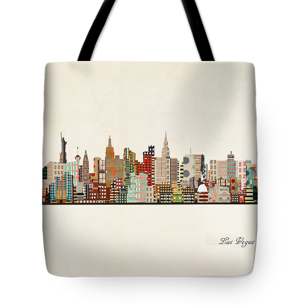 Las Vegas Tote Bag featuring the painting Las Vegas Skyline #2 by Bri Buckley