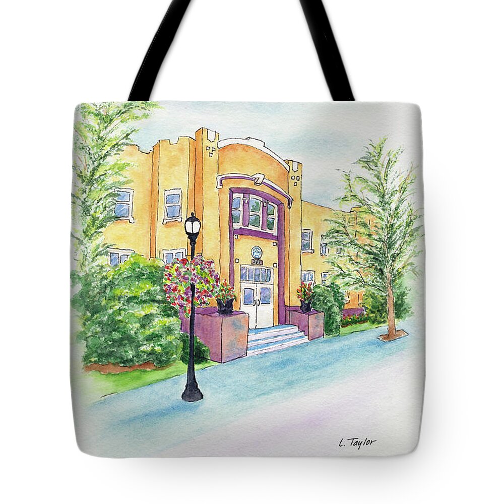 Historic Armory Tote Bag featuring the painting Historic Armory by Lori Taylor