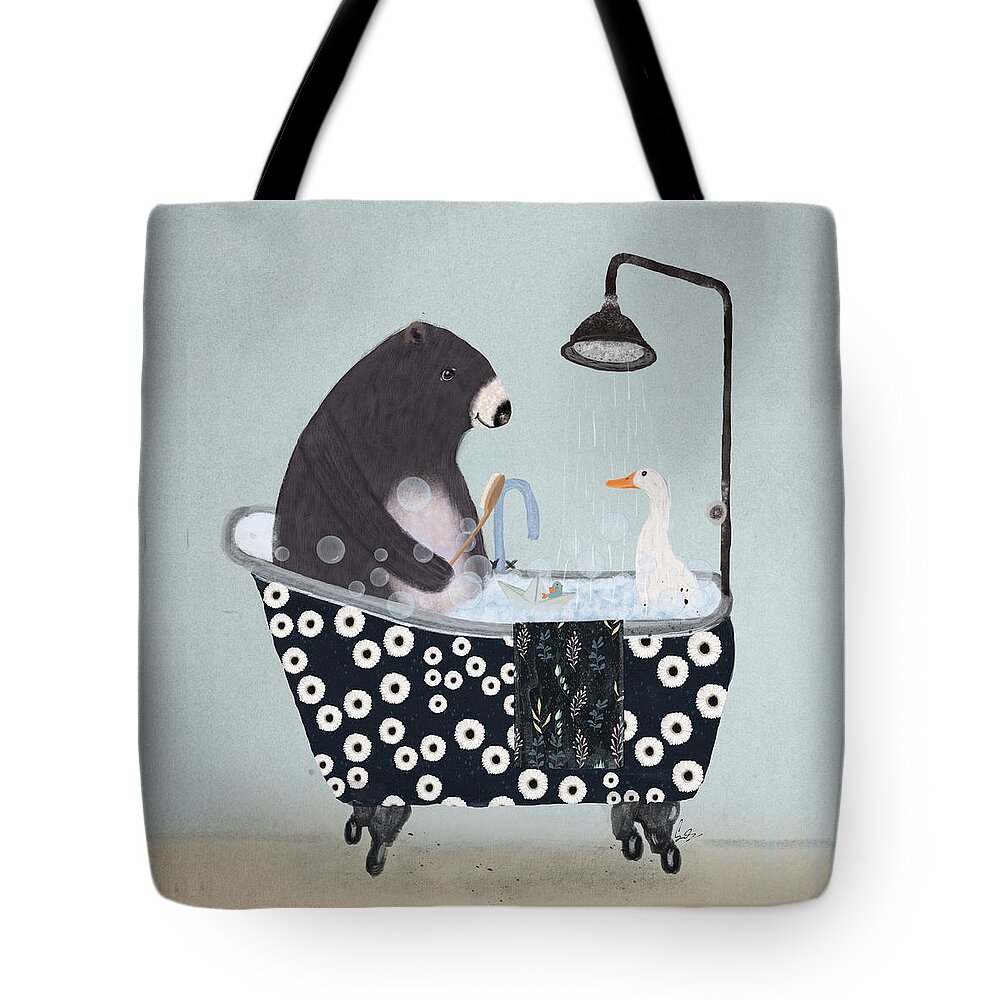 Bears Tote Bag featuring the painting Bath Time by Bri Buckley