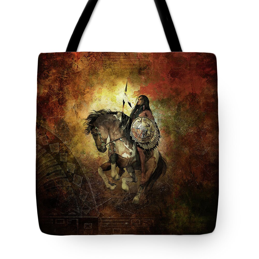 Courage Tote Bag featuring the digital art Warrior by Shanina Conway