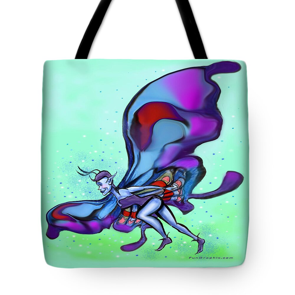 Blue Tote Bag featuring the digital art Blue Faerie by Kevin Middleton