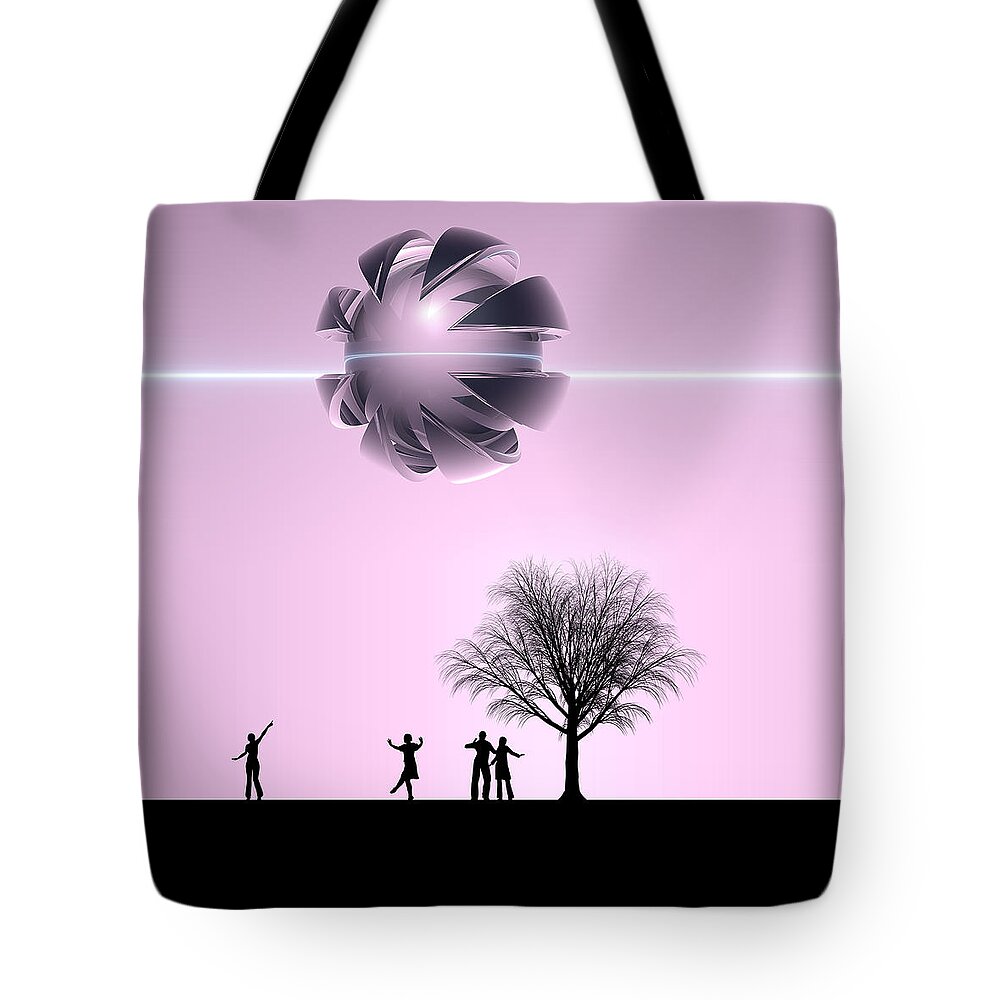 Science Fiction Tote Bag featuring the digital art UFO Sighting by Phil Perkins
