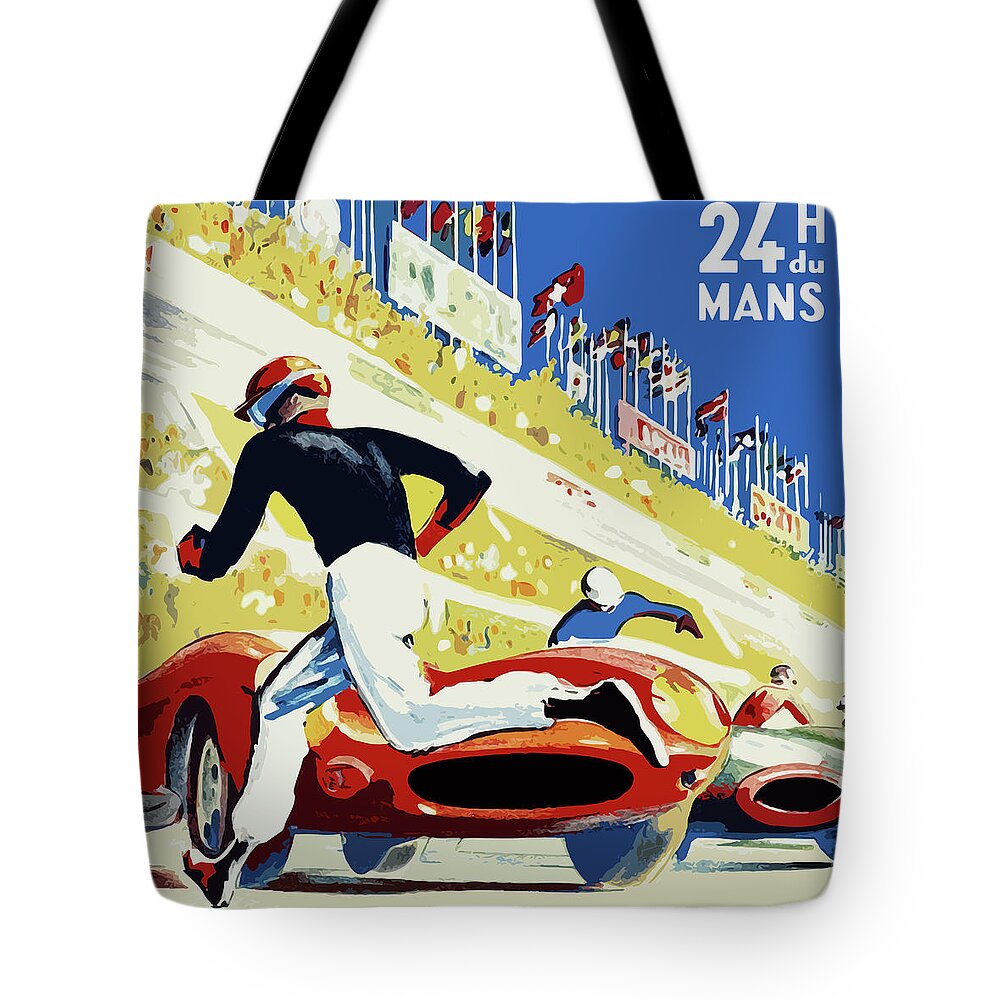 24 Hour Le Mans Tote Bag featuring the photograph 24 Hour Le Mans 1959 by Mark Rogan