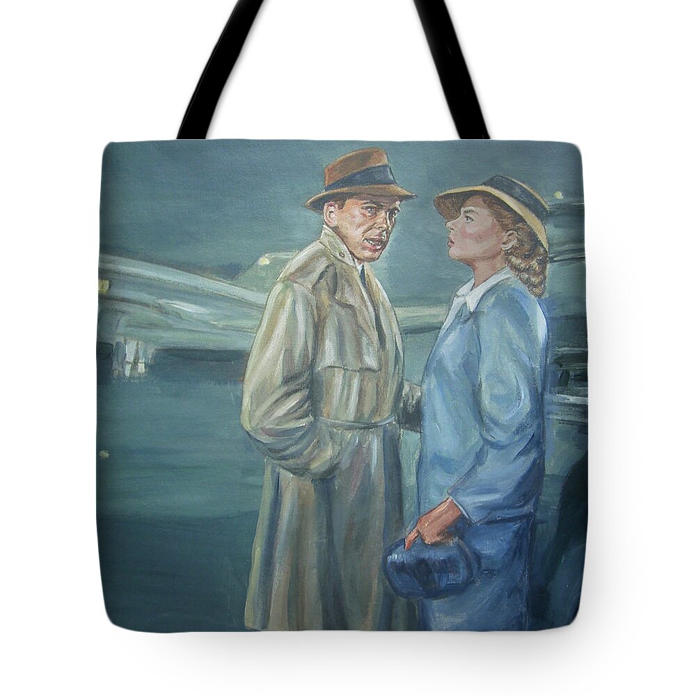 Casablanca Tote Bag featuring the painting As Time Goes By by Bryan Bustard