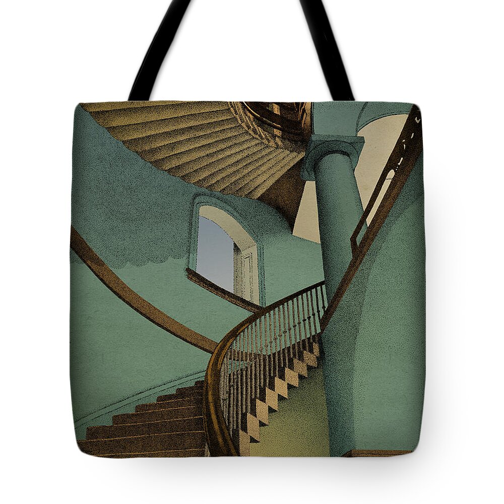 Stairs Architecture Tote Bag featuring the drawing Ascending by Meg Shearer