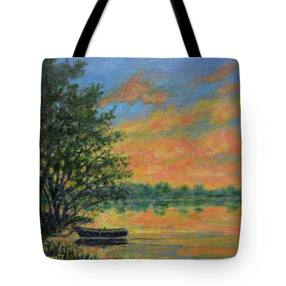 Shore Tote Bag featuring the painting Ashore at Dusk 2 by Kathleen McDermott