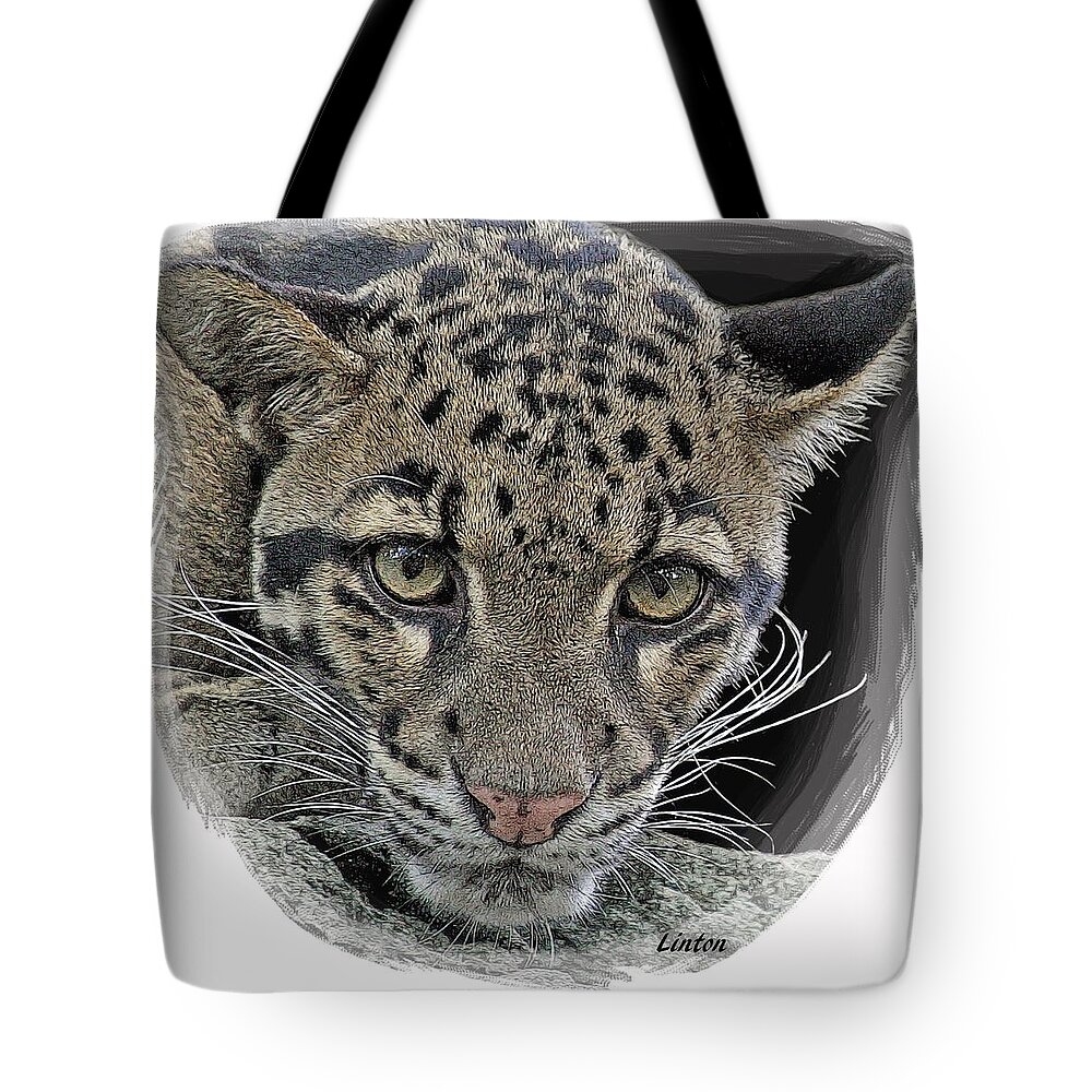 Asian Cloud Leopard Tote Bag featuring the digital art Asian Cloud Leopard by Larry Linton