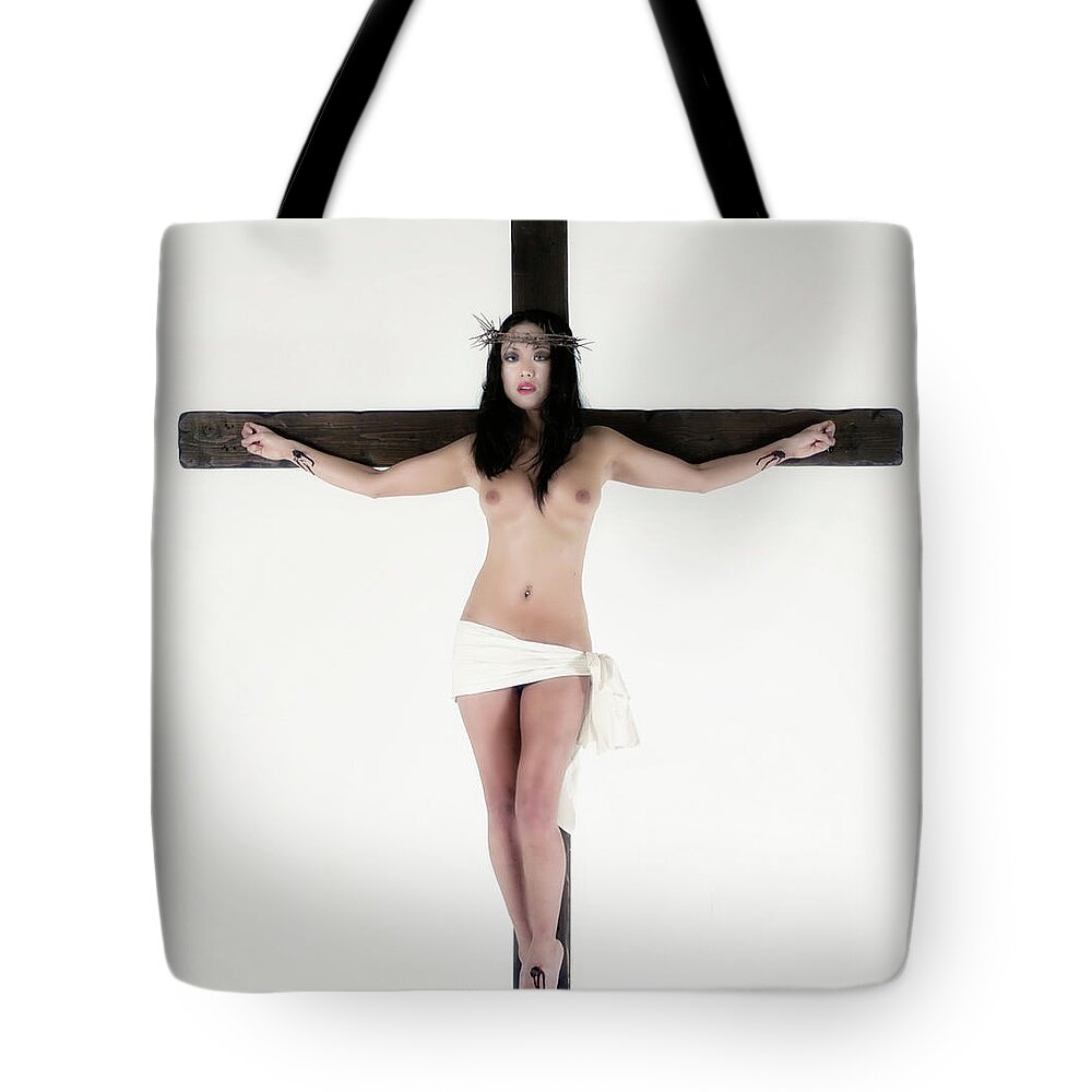 Asian Tote Bag featuring the photograph Asian faded crucifix I by Ramon Martinez