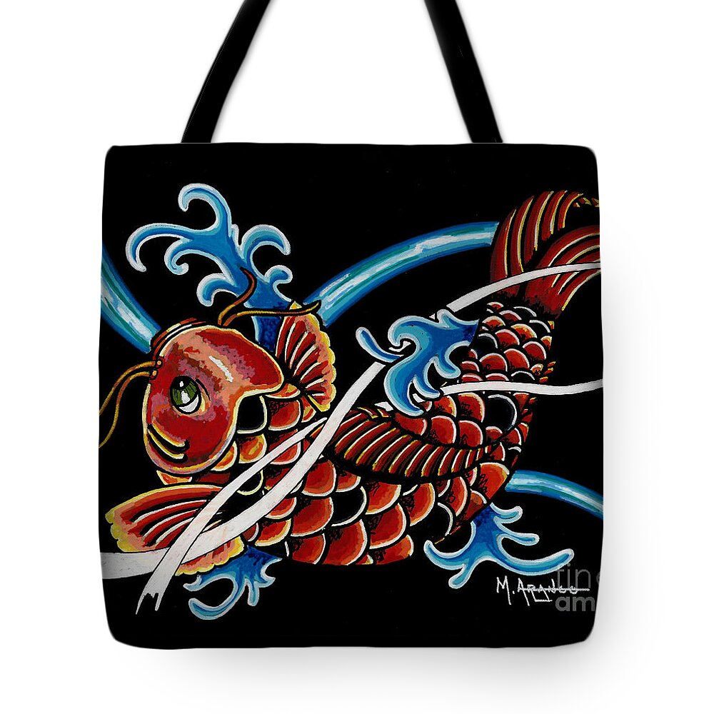 Koi Tote Bag featuring the painting Asian Koi by Maria Arango