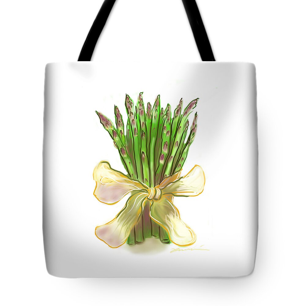 Asparagus Tote Bag featuring the digital art Asparagus Bouquet by Jean Pacheco Ravinski