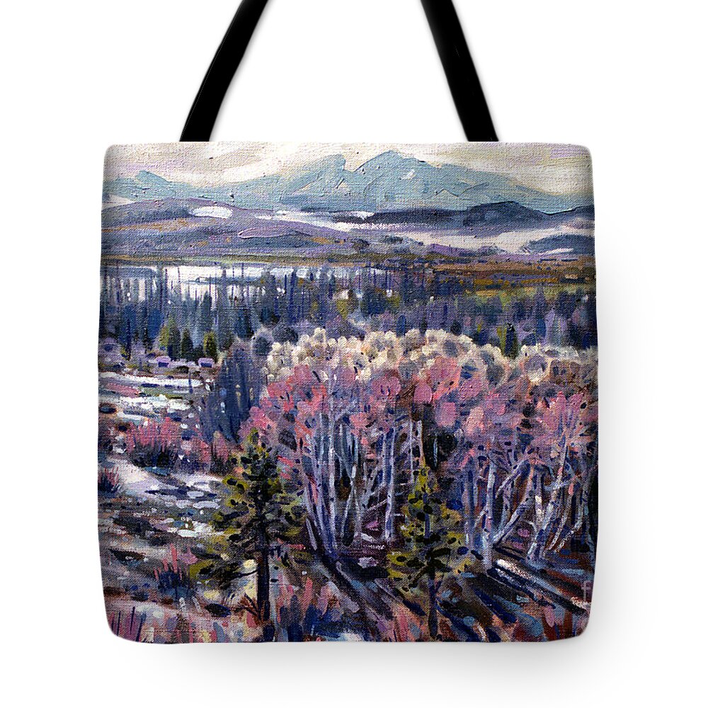 Aspen Tote Bag featuring the painting Aspen in April by Donald Maier